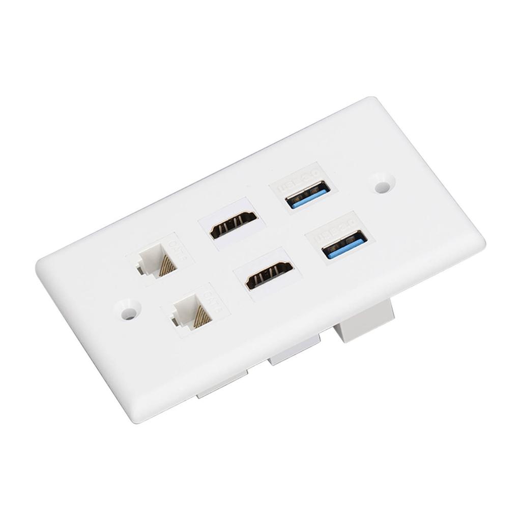 6 Port Wall Plate 2xHD Multimedia Interface 2xCat6 2xUSB3.0 RJ45 Ethernet Wall Plate for HDTV