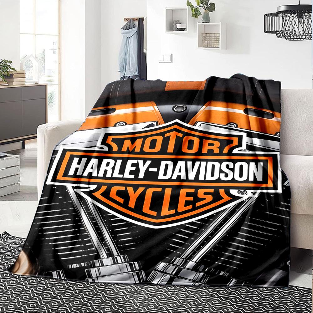 1pc Harley-Davidson Blanket, Gift, for Men and Women, Soft Blanket, Good for Sofa Bed Couch Travel, Lightweight Flannel Blanket