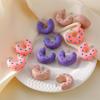 Eco-Friendly Resin Polka Dot C-Shaped Earrings - Trendy Pastoral Style with Stainless Steel, European & American Jewelry.