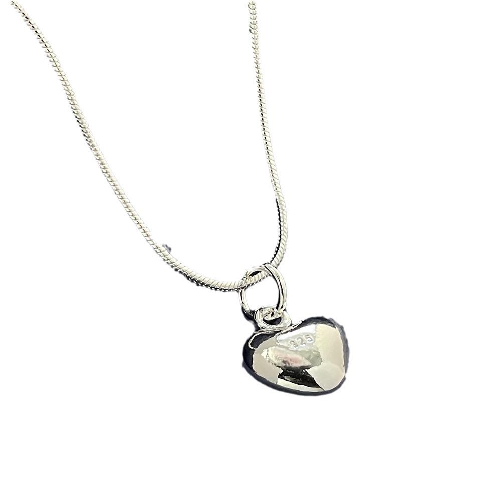 Silver Plated 925 Heart Necklace with 40CM Snake Bone Chain