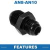 A ABSOPRO Female Flare Reducer Hose Fitting Adapter AN8 AN10 Fuel Line Connector Aluminum Black