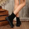 Fashion Mid Heels Women Platform Ankle Boots Fashion Lace Up Suede Shoes 2025 Winter New Trends Comfort Shoes Chelsea Pumps Boots Mujer