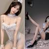 Large size sex seduction cos tights sexy bunny uniform open crotch perspective free