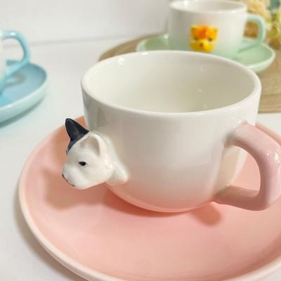 Sevimli Çizgi Film 3D Kahve Fincanı, Hayvan Seramik, Ev Kahvaltısı, Süt, Yaratıcı Kahve, Çift Fincan Seti İçecek Takımı Fincanlar ve Tabaklar