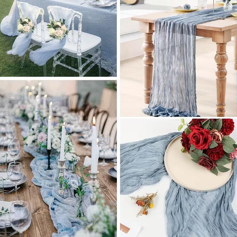 12er-Pack Käsetuch Tischläufer Nordischer Zopfmuster Tischdecke Hochzeitsfeier Tischdekoration Plissierter Boho Tischläufer Dekor