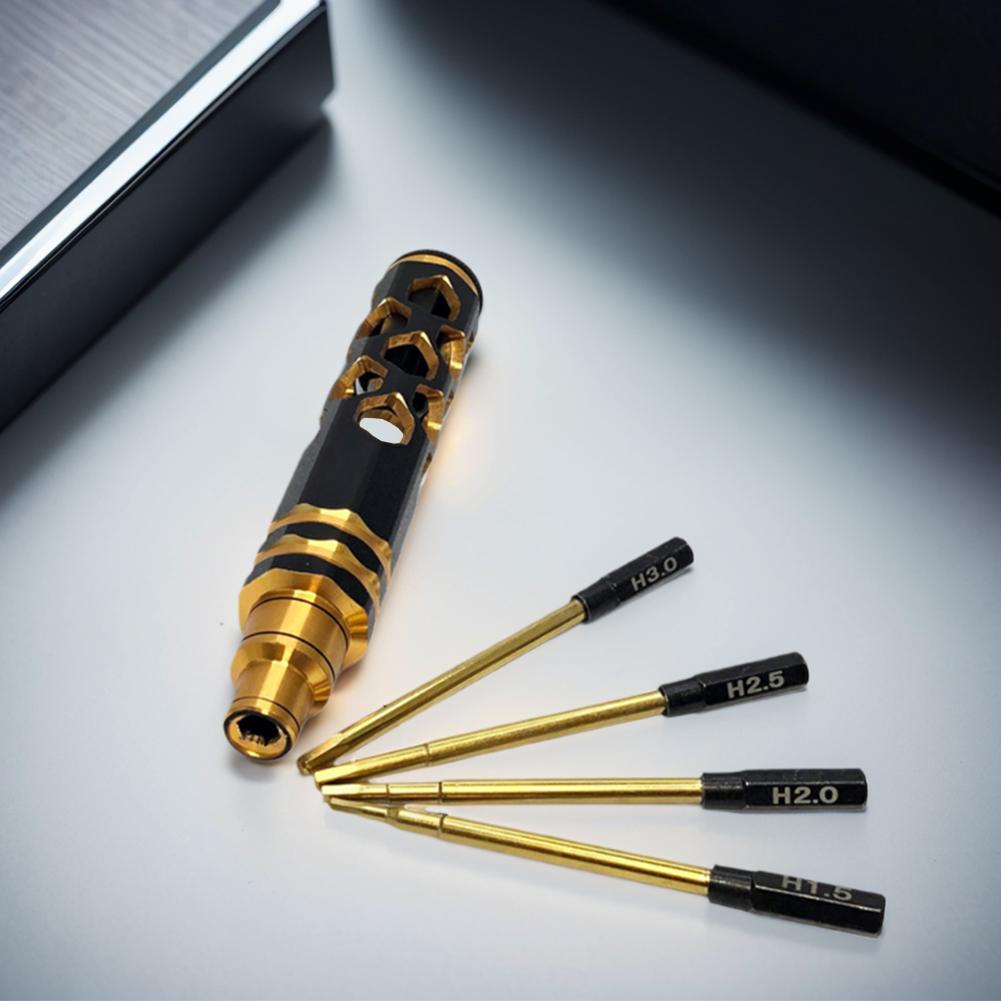4 In 1 Hexagonal Screwdrivers 1.5 2.0 2.5 3.0mm Hexagon Socket Screwdriver Hand Tool Metal for Heli Airplanes Cars Boat RC Parts