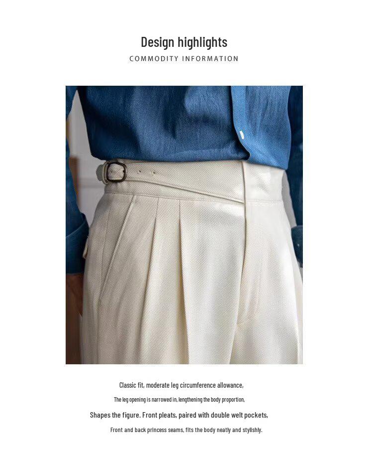 Herren Italienische Neapolitanische High-Waist Gerade Hose: Britischer Retro-Stil für Frühling & Herbst