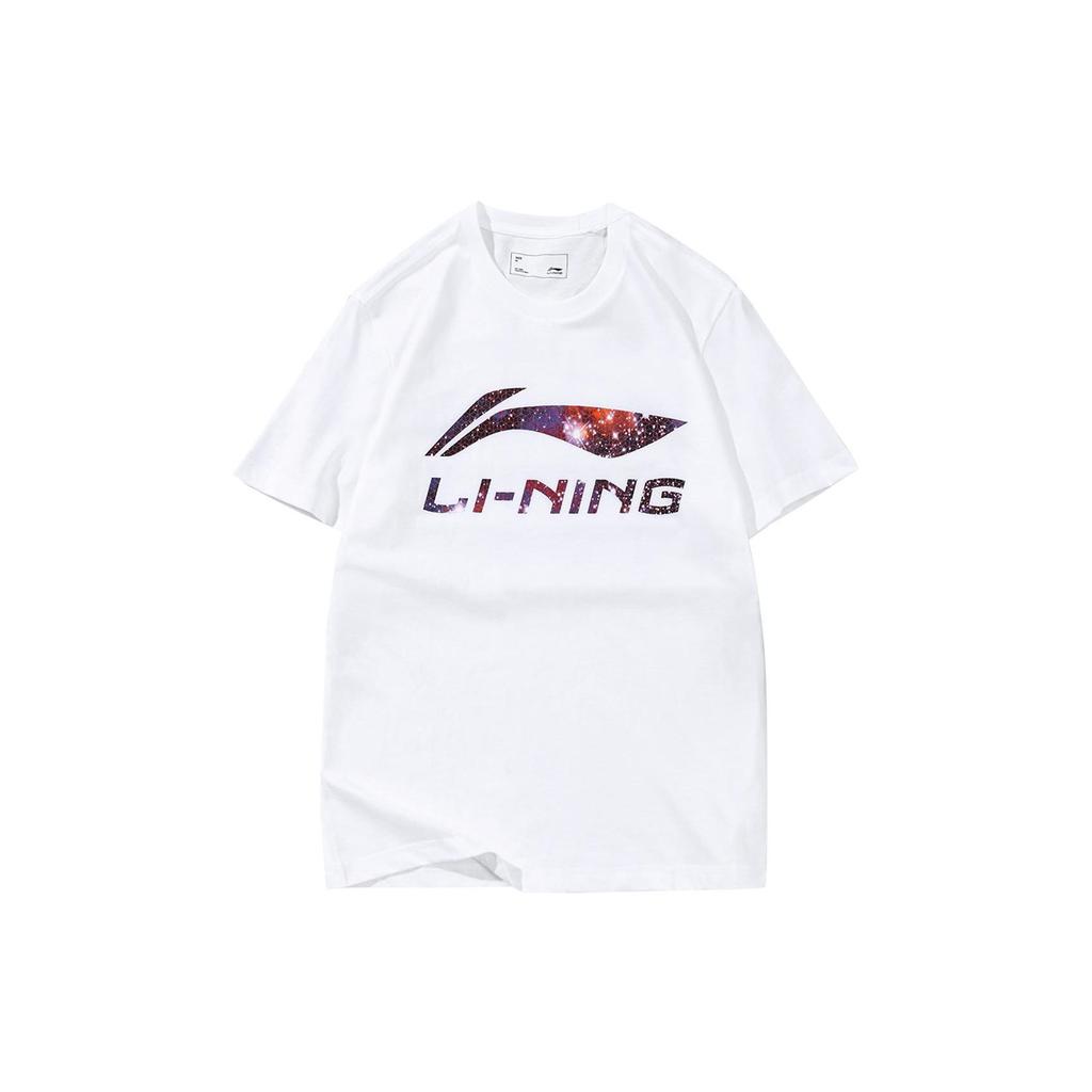 Li-Ning Starry Sky Letter Logo Round Neck Short Sleeve T-Shirt Unisex Tops White AHSS971-3