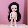 1 Set Nude Doll 3D Simulation Eyes 13 Joint Black Long Hair 1/8 17Cm Doll Plastic Doll Head Toys With Gold Brown Hair Kids Gift