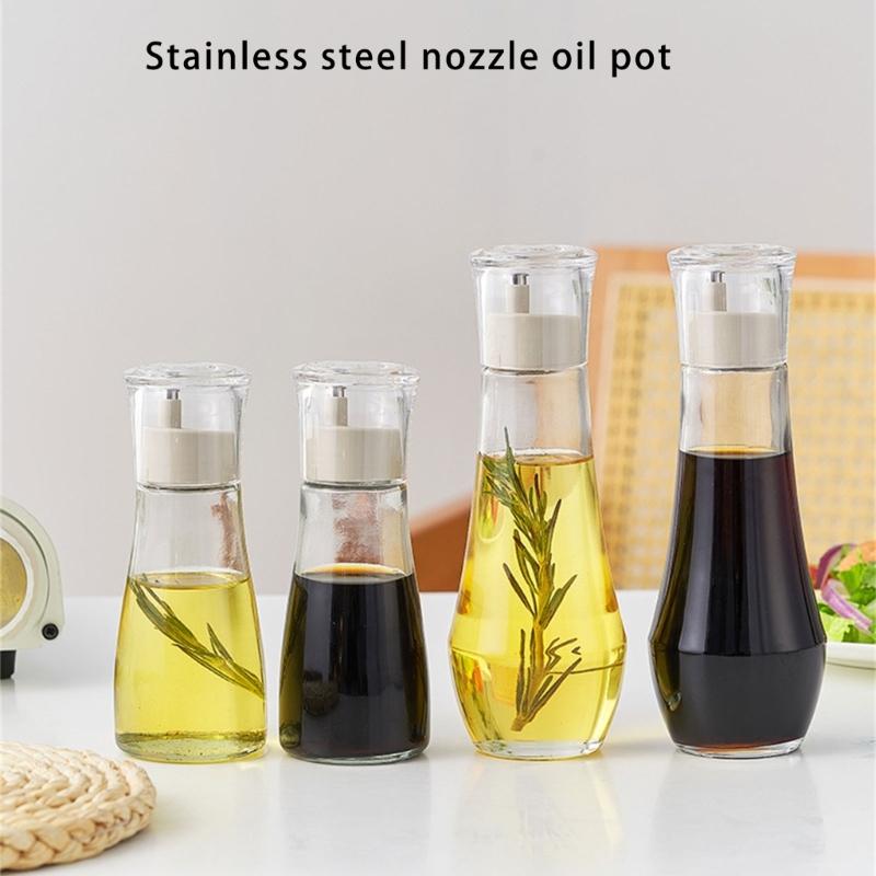 Efficient Oil Dispenser with Controlled Pour Spout Portable Glass and Steel Oil Bottle Dispenser for Kitchen