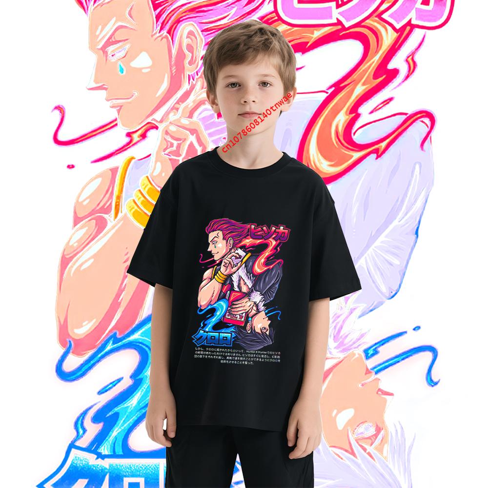 Hunter x Hunter Hisoka Morow Illumi Zoldyck Anime Print Cotton T Shirt for Boys Kids Short Sleeve Shirt Comfortable Daily Wear