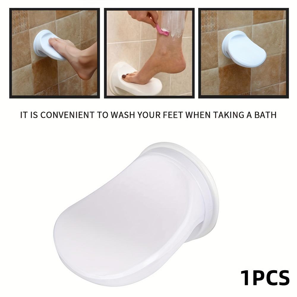 

White Non-Slip Suction Foot Rest for Shower – Removable, Traceless Bathroom Stool with Drainage Holes, Adhesive Design