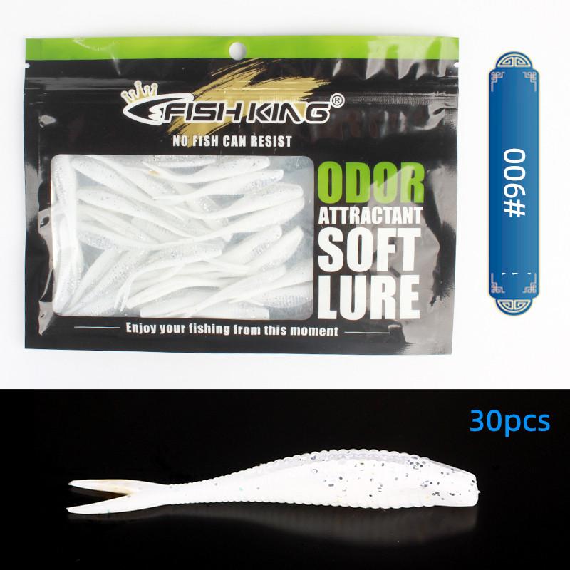FTK 30pcs Threaded Scissor Tail Bait Artificial Bait, Soft Silicone Bait, Worm Jigging Plastic Bait