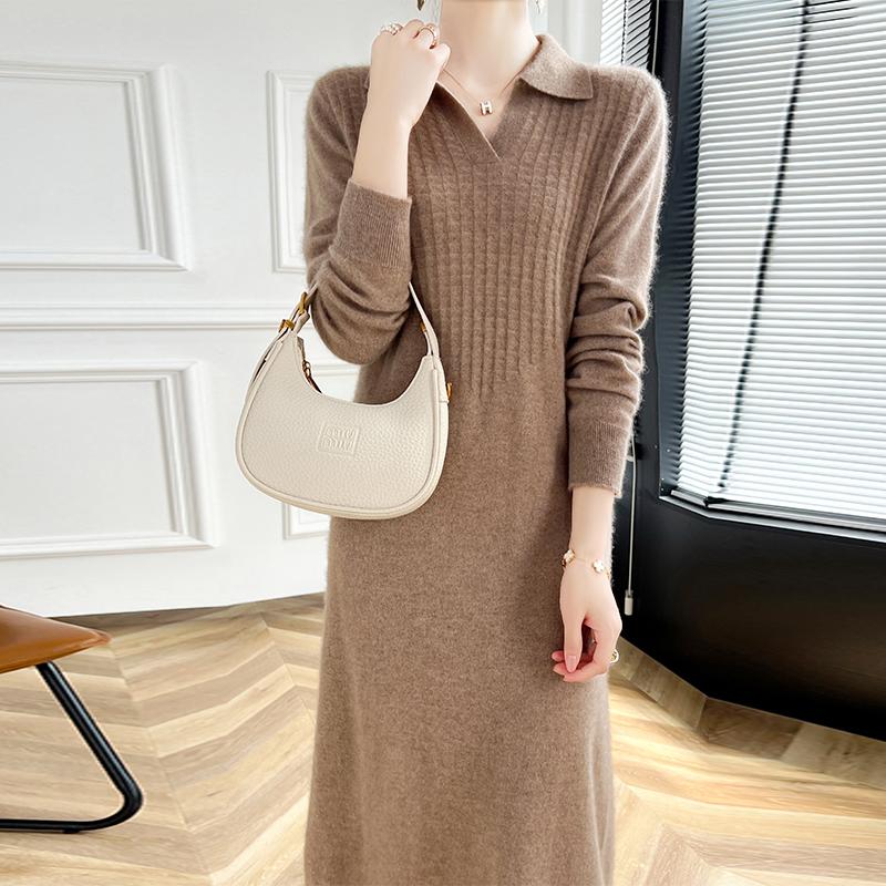 Women's Cashmere Dress Qinghe Cashmere 30% Cashmere 70% Wool Autumn and Winter Cashmere Skirt Soft and Warm