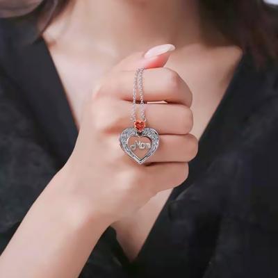 Mama Halskette Damen Faux Kristall Liebesherz Anhänger Halskette Muttertagsgeschenk