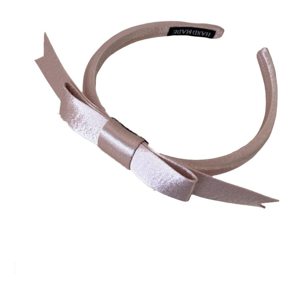 Тонкая балеткорная повязка на голову Сатиновая женская повязка на голову Элегантная повязка на голову с бантом Девочка/Женщина розовый