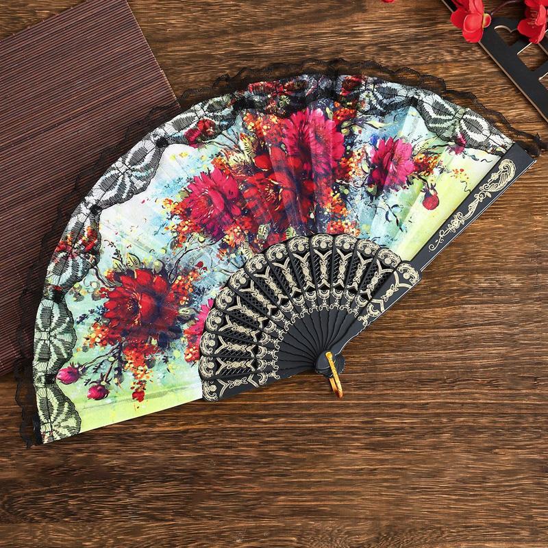 1Pc Plastic Folding Flower Crafts Floral Hand Dancing Spanish Style Wedding Party Decoration Lace Fan