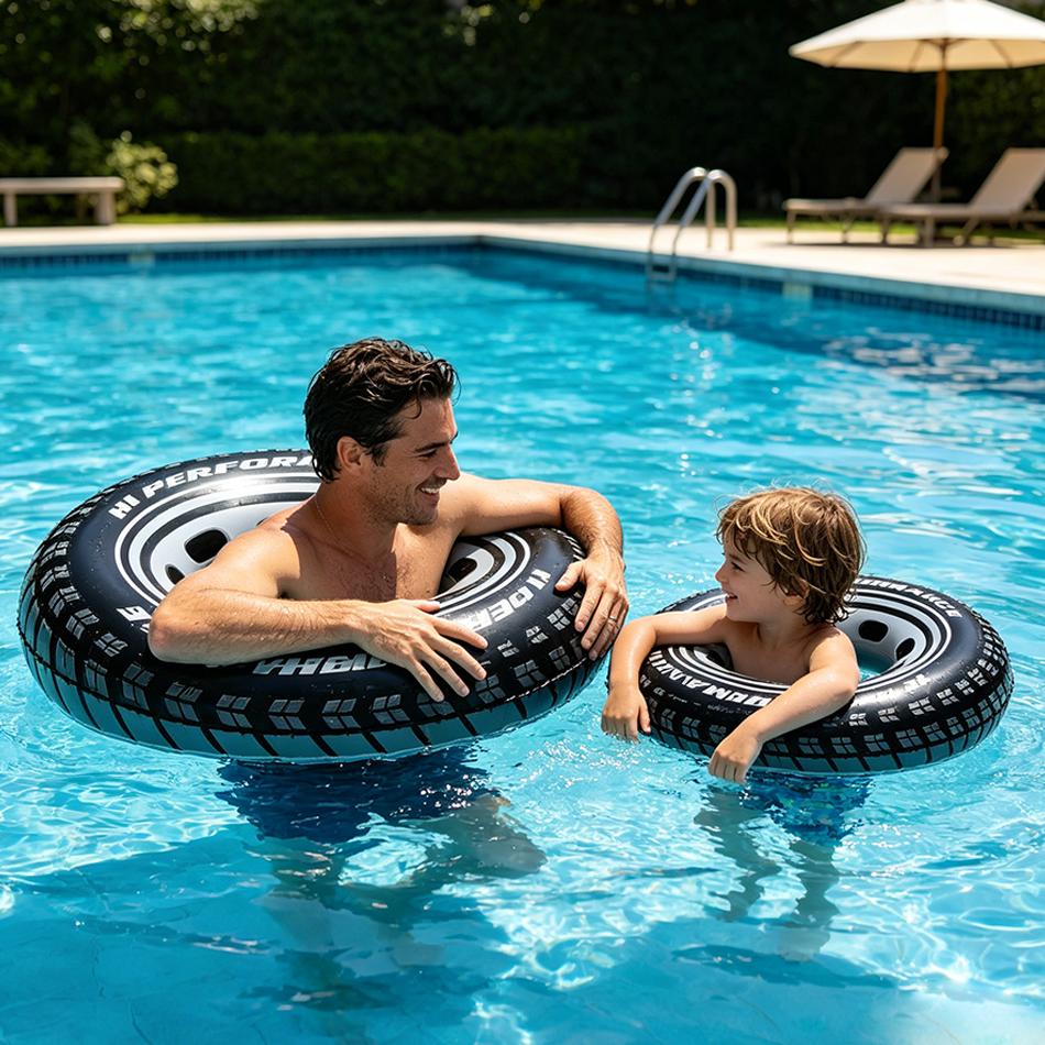 Hot Swimming Pool Floating Rings Tire Pattern Leakproof Inflatable Swim Ring Pool Rings Air Mattresses Swimming Pool Accessories