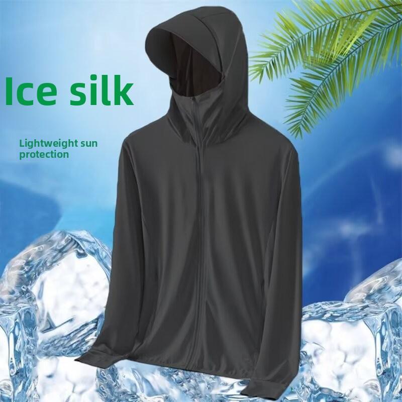 New 2026 Men's Summer Ice Silk Sunscreen Jacket, UV Protection, Outdoor Thin Breathable Lightweight Sunscreen Clothing