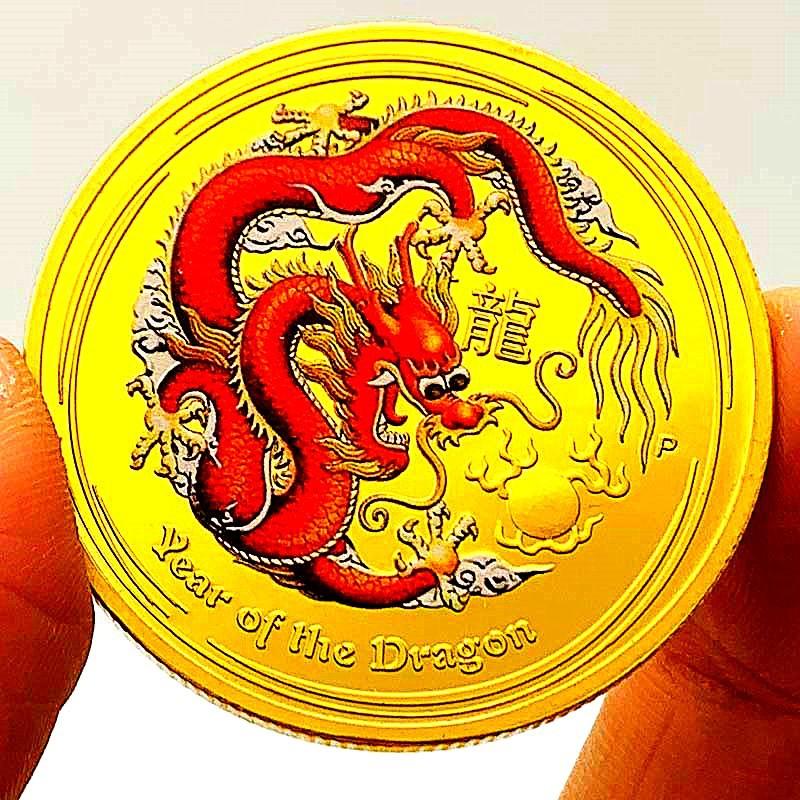 

Australia coin, the Chinese zodiac, the the Year of the Loong, gilding, color printing commemorative medals, playing craft, decorations