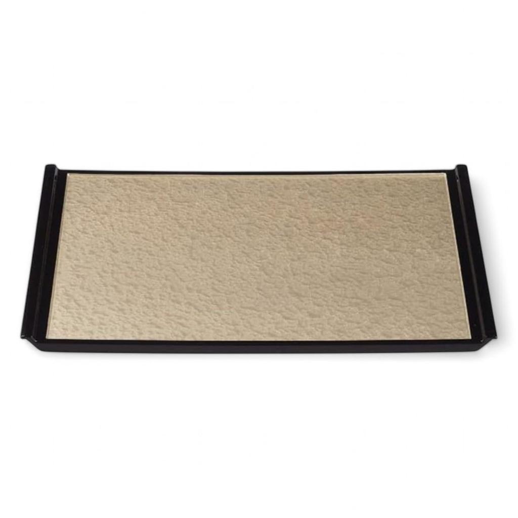 Made In Modern Champagne Gold with Aqua Rim and Black Small X X J-Kitchens Placemat, Japan, Tray, 2-Shaku Flight, Edge, (37.3cm 25.5cm 1.8cm)