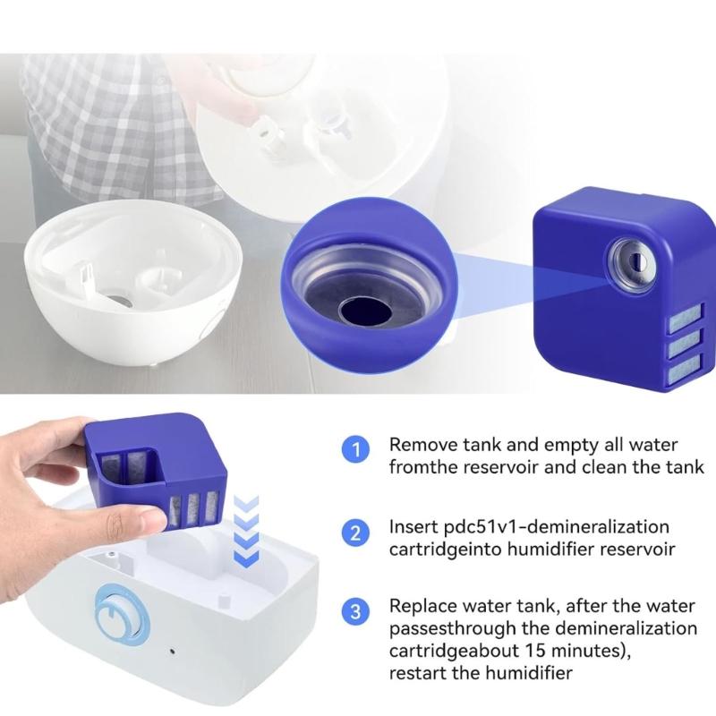 4Pcs PDC51V1 Hard Water Filter Replacement Demineralization Cartridge Humidifier Filter for V4600 V5100 VUL575 Models