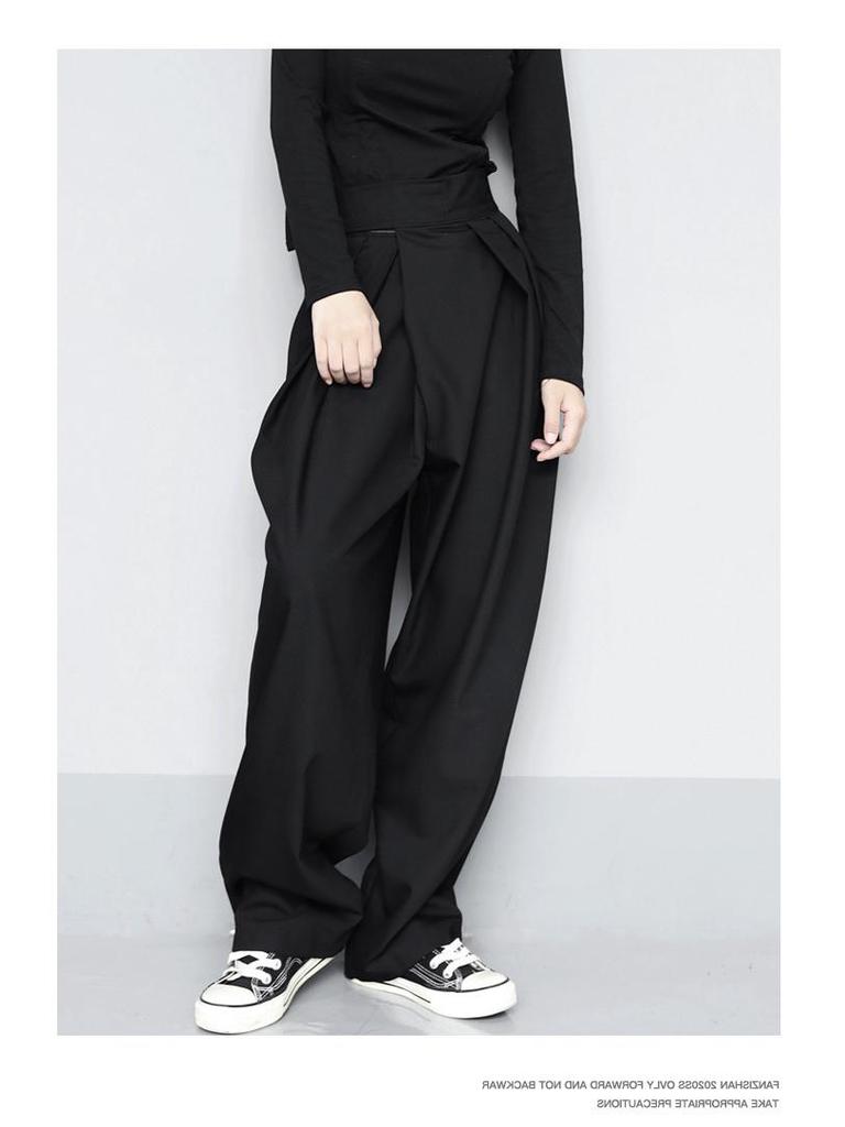 2024 Early Spring Women's High-Waisted Wide-Leg Casual Pants with Velcro
