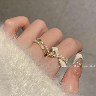Chic Pearl Bow Ring: Elegant, Cold Style, Light Luxury, Super Fairy & Niche Design