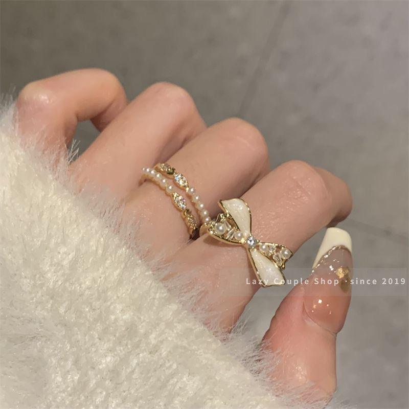Chic Pearl Bow Ring: Elegant, Cold Style, Light Luxury, Super Fairy & Niche Design