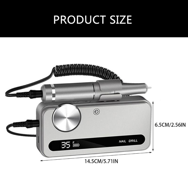 Electric Nails Drill Machine Rechargeable Nails Drill Set 35000rpm Manicure Set Manicures Tool for Acrylic Nails