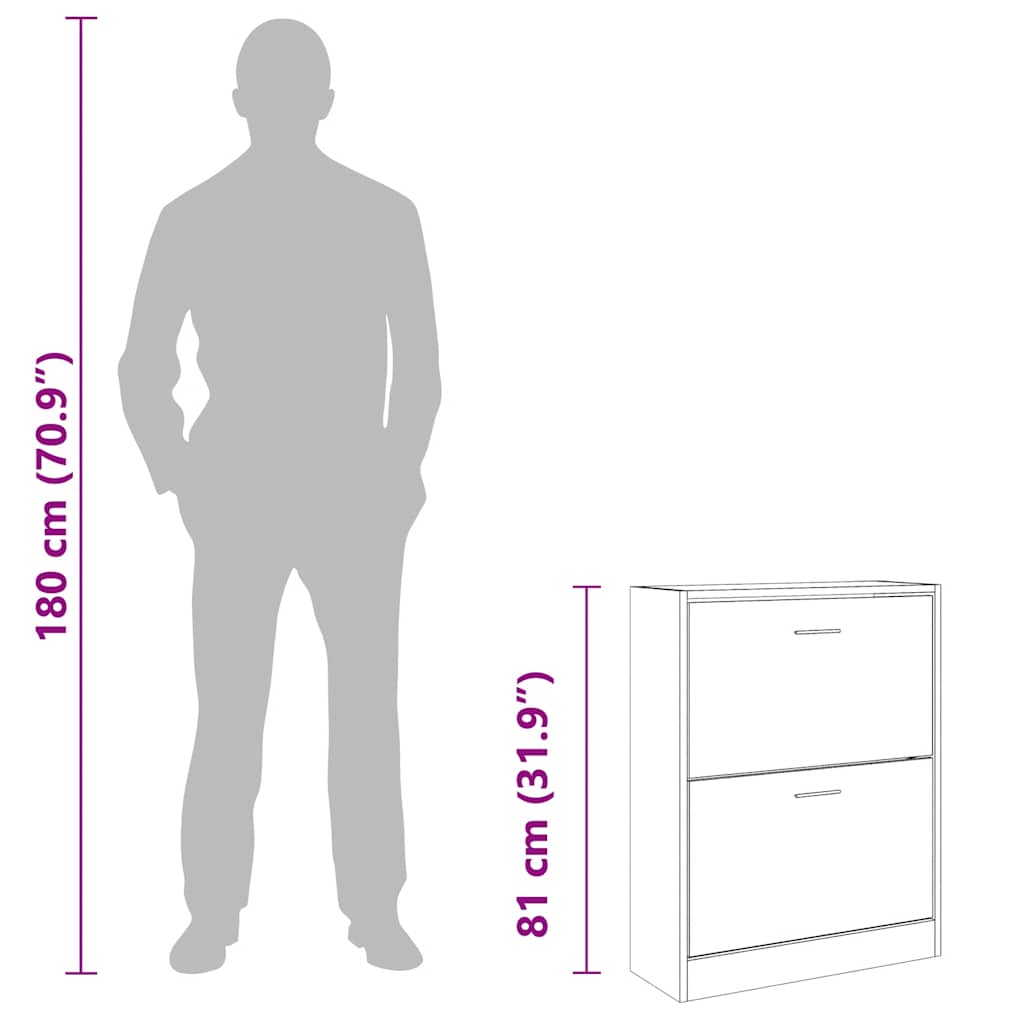 Shoe Cabinet Black 63x24x81 Cm Particleboard