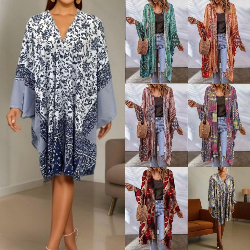 Women's Bohemian Aztec Print Cardigan Cloak - Spring/Autumn Collection