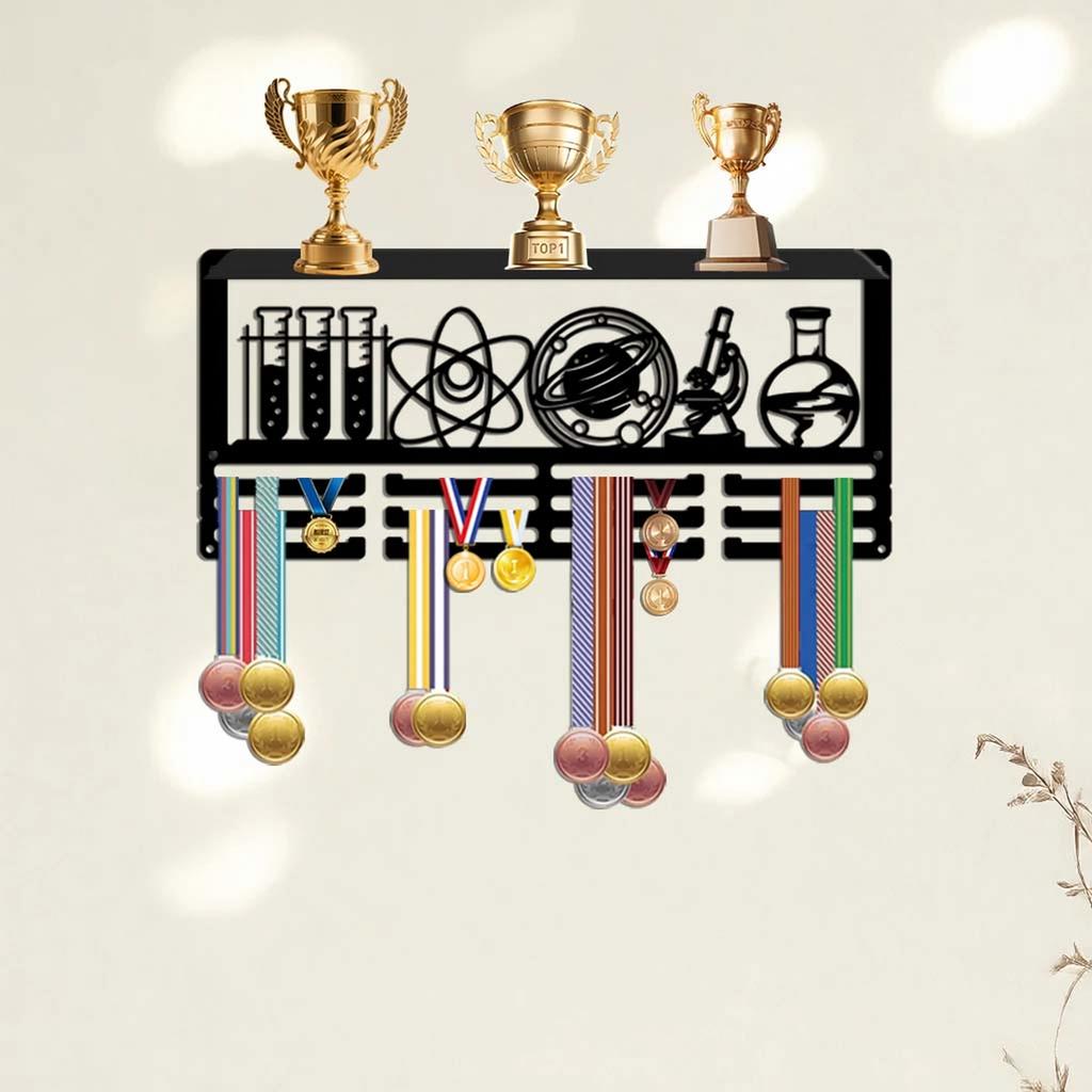 Wall Mounted Display Rack with Hooks for Awards and Medals