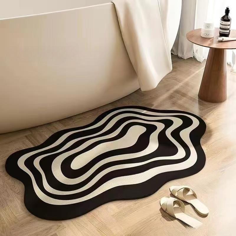 2026 Geometric Diatomaceous Earth Floor Mat, Bathroom Door Absorbent Foot Mat, Anti Slip Carpet, Dirt Resistant Pad and Wear-resistant Rug