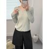 V-neck gentle wind knitted small cardigan top, female slim body, pit strip texture, versatile outside and thin inside