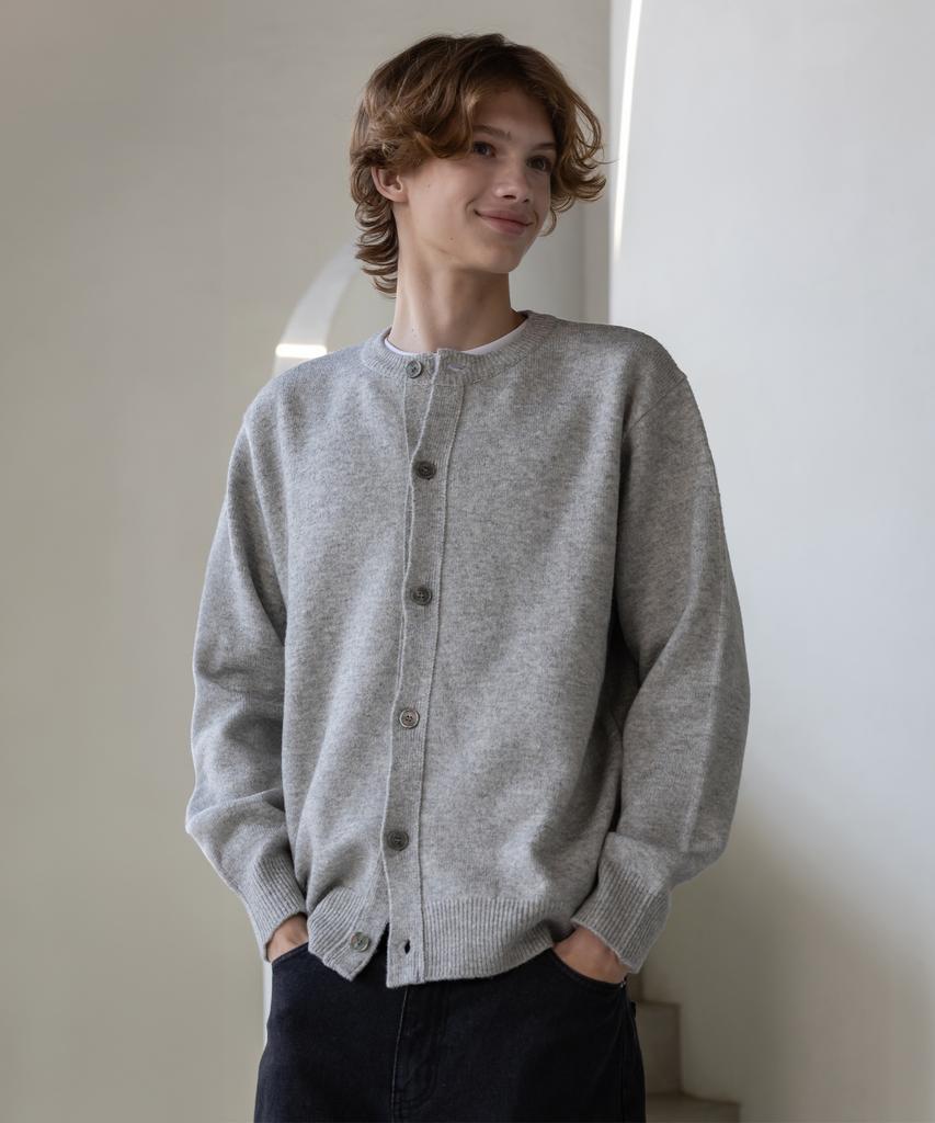 Decoroso Comfort Round Neck Cardigan [Gray]