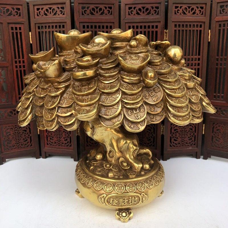 Медное украшение Денежное дерево Дом Металлическое ремесло Подарок на открытие магазина