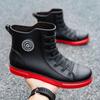 Men's Wear-Resistant Short Non-Slip Rubber Rain Boots for Work, Car Washing, and Fishing - Waterproof and Fashionable Mid-Tube Design