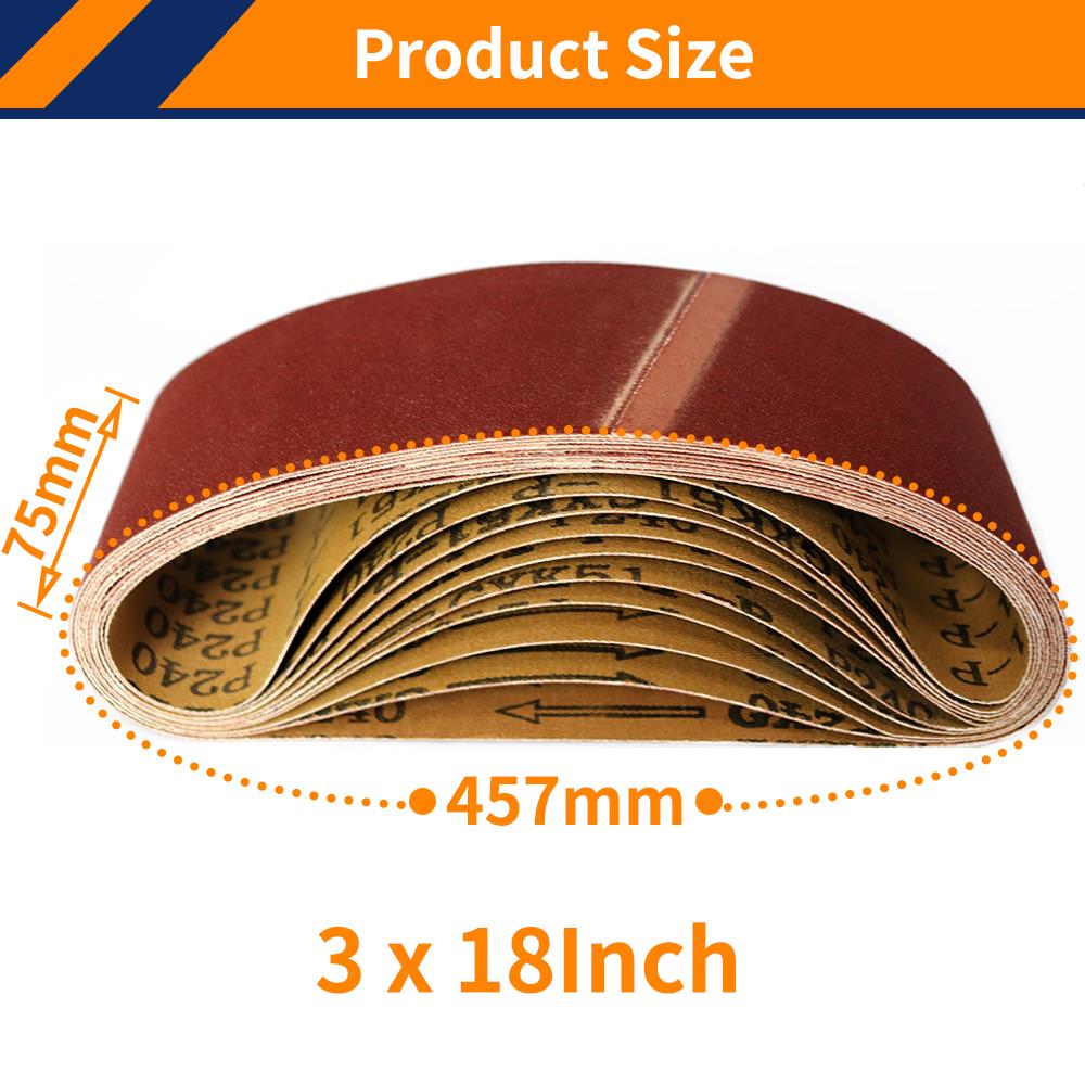 5PCS 457*75mm Sanding Belts 40-1000 Grits Wood Soft Metal Polishing Sandpaper Abrasive Bands For Belt Sander Abrasive Tool