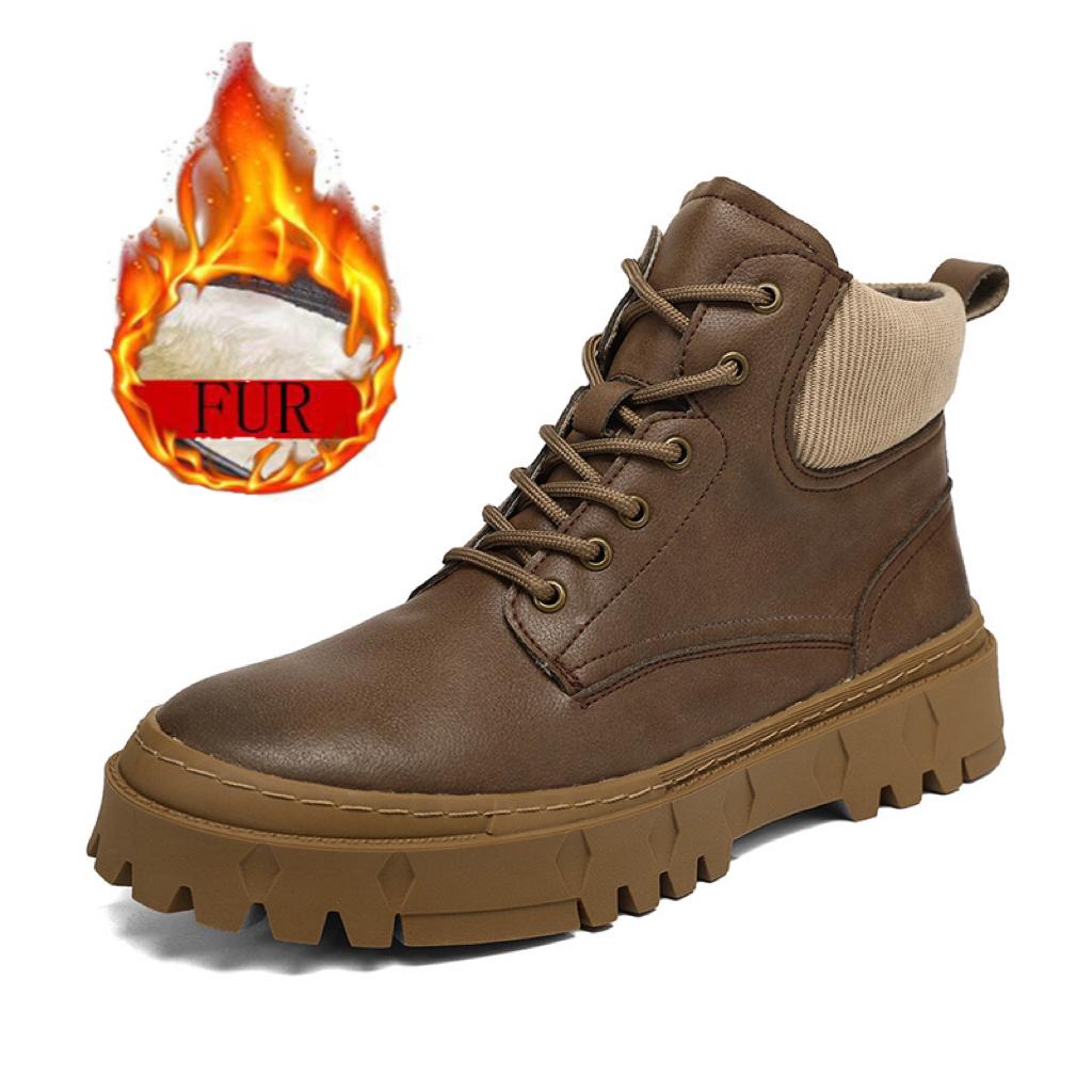 Brown Boots Leather Chelsea Ankle Boots Shoes for Men with Autumn Men Bottines Chelsea Lace Up Leather Boots Outdoor Sport Boots