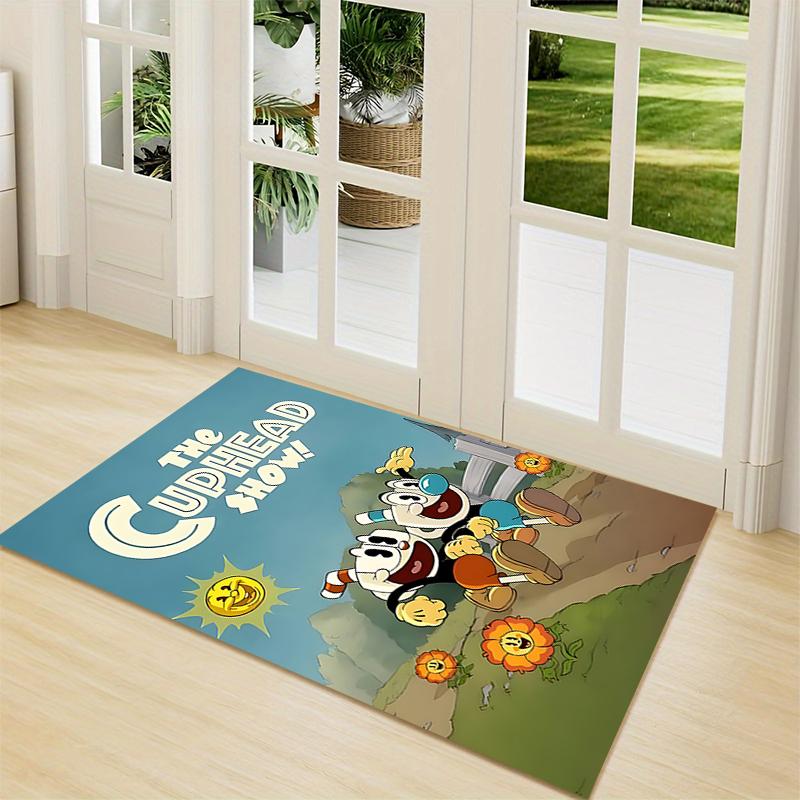 1 Stück Cuphead Mugman Abenteuer Teppich Teppich Anpassbar Weich Waschbar Rutschfest Zuhause Wohnzimmer Sofamatten Personalisierter Teppich 0917249