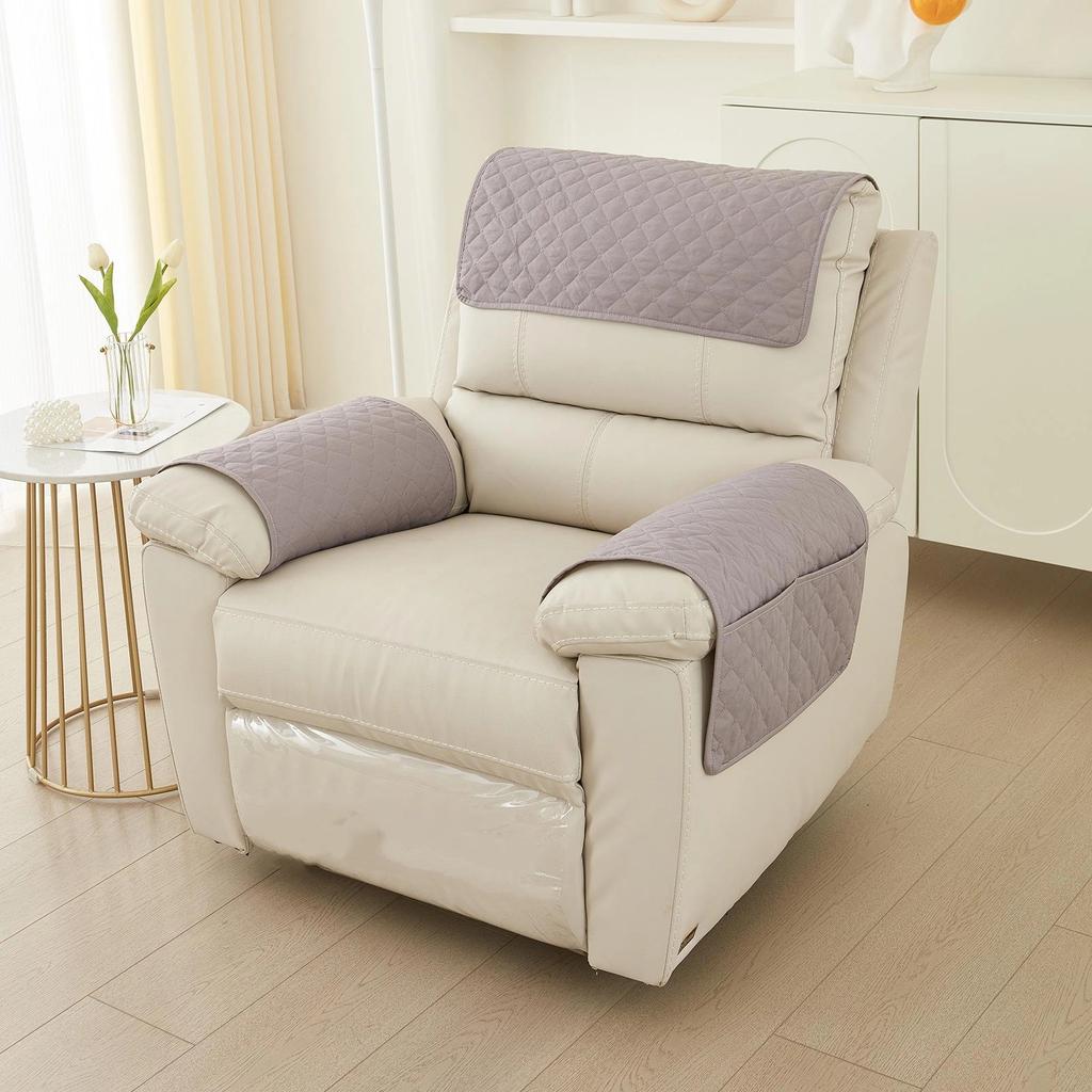 Sofa Armrest Towel Set 3 Pieces With Storage Pocket For Couch Chair Cushion Headrest And Armrest Cover Comfortable Soft Fabric Home Decor