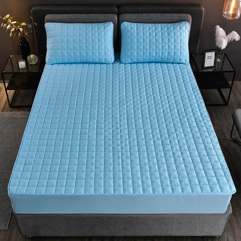 Washable Mattress Cover with Elastic Band Quilted Cotton Fitted Bed Sheet Thicken Bed Cover Mattress Protector for Queen King