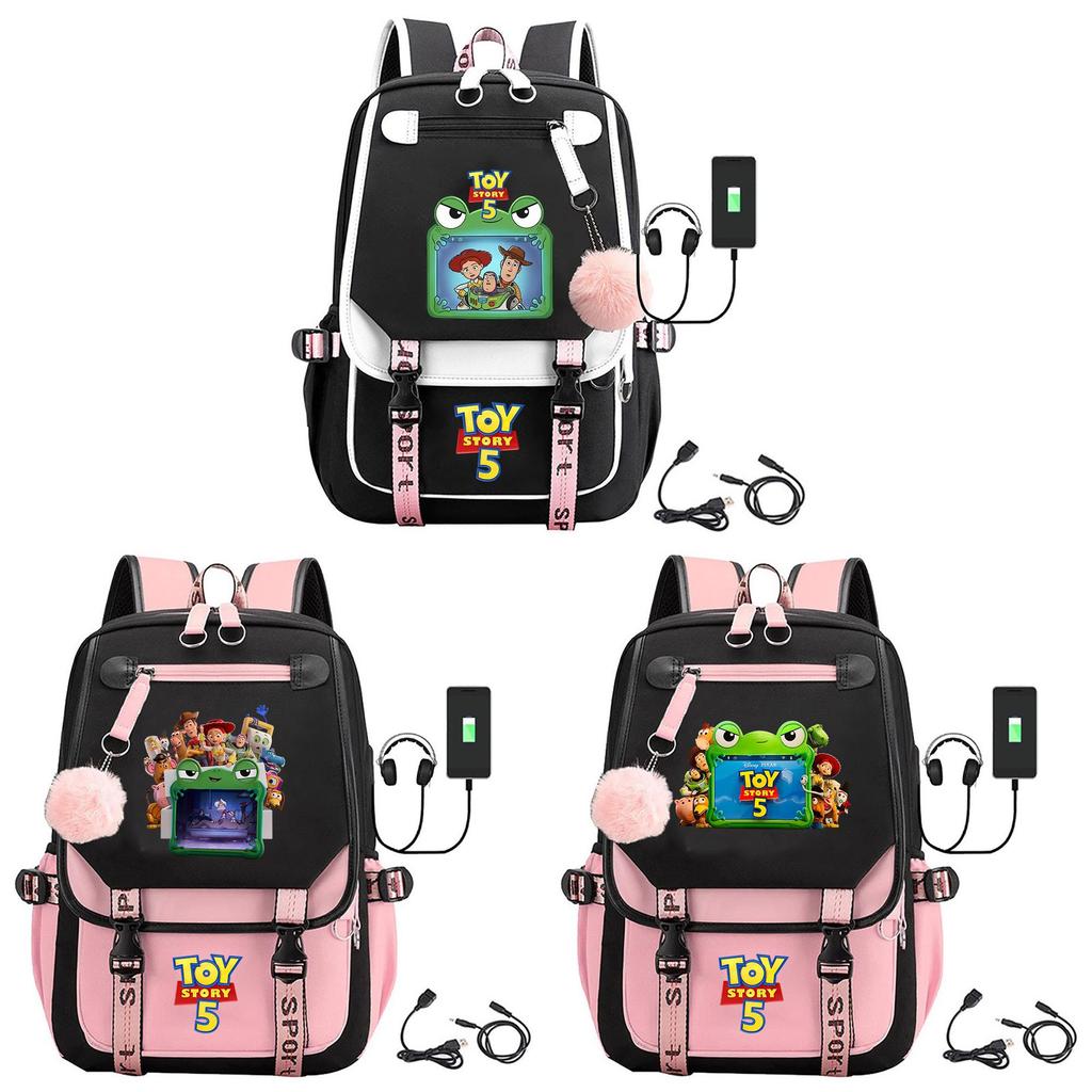 Toy Story 5 Printed Canvas Backpack With Breathable Design For Middle School Students And Travel