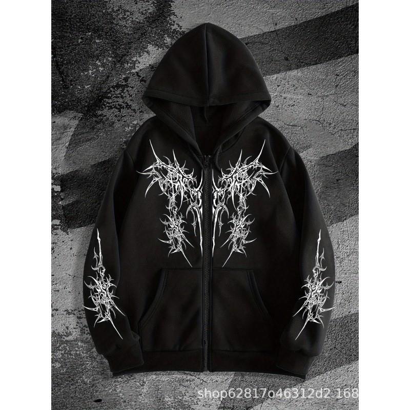 Men's Fleece-Lined Printed Sports Hoodie - New Fall Arrival