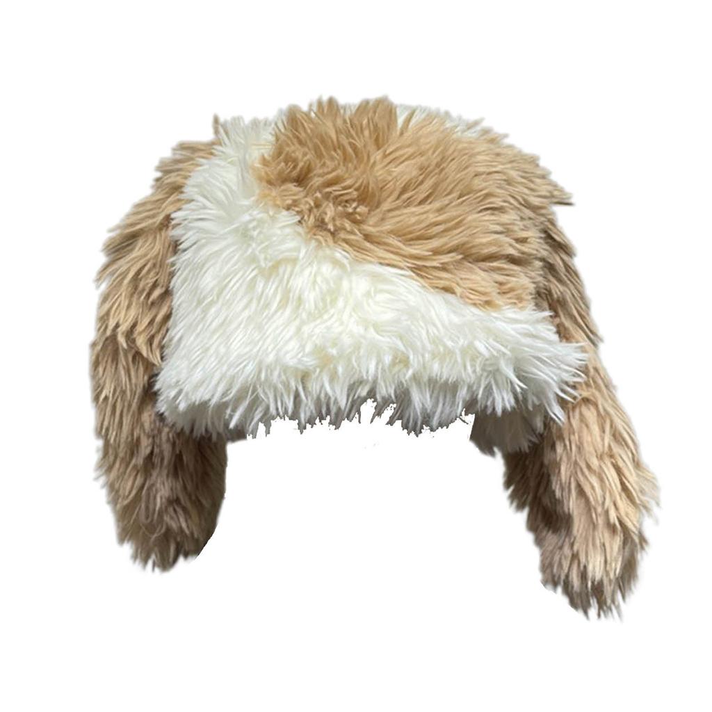 Cute Woollike Plush Long Ears Beanie Womens Lady Girl Headgear Caps Christmas Hats Faux Furs Beanie Hat Pullover Cap