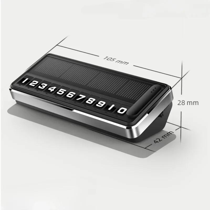 Solar Car Phone Number Plate Led Lighting Temporary Parking Card Hidden Plates Car Park Stop Multiple Number Parking Gadgets