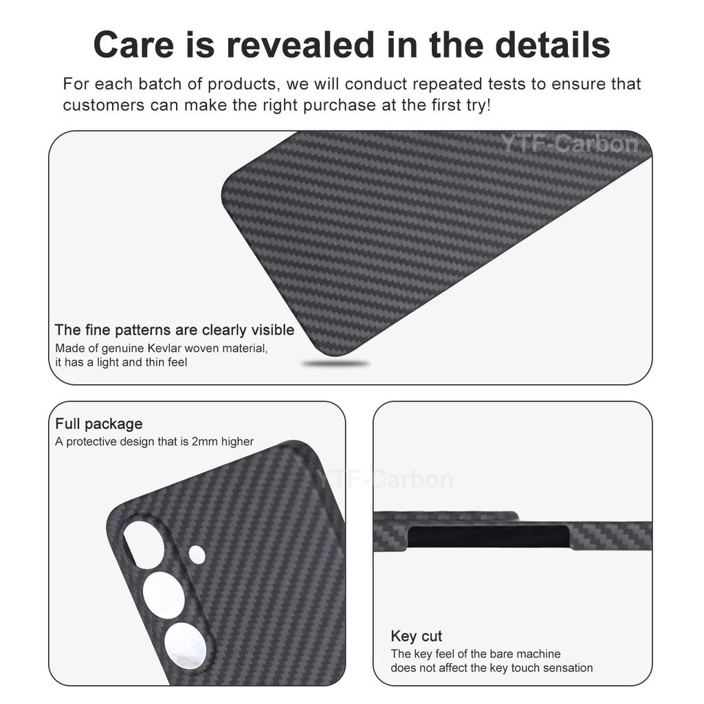 YTF for Samsung Galaxy S25 FE S25FE S24FE S23FE Ultrathin Real Carbon Fiber Aramid Anti-explosion Mobile Phone Protective Cover