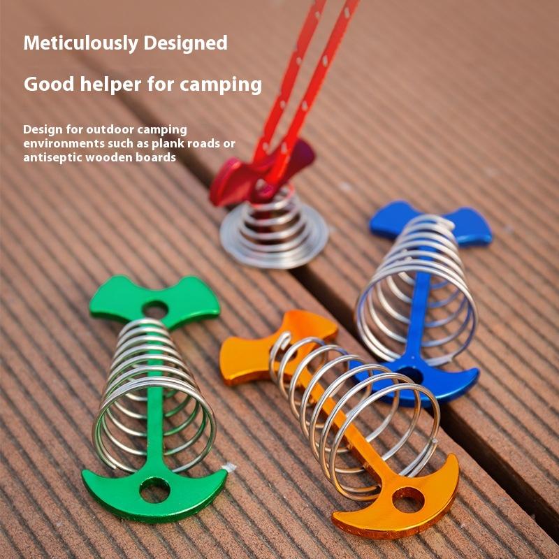5Pcs Camping Deck Nails Spring Fish Bone Nails Wooden Board Tent Pegs Ground Nails Climbing Tent Accessories