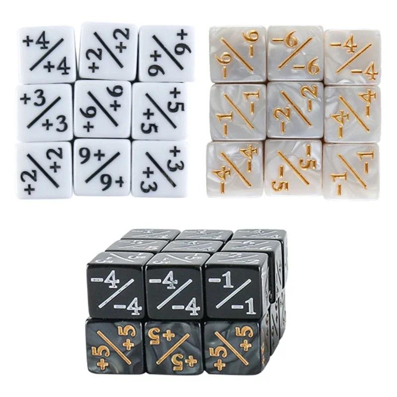New Six Sided Dice Set D6 Counters  1/ 1 and -1/-1 Set of 10 Dice for Math Teaching ,Kid Arithmetic Toys, Card Game Accessories